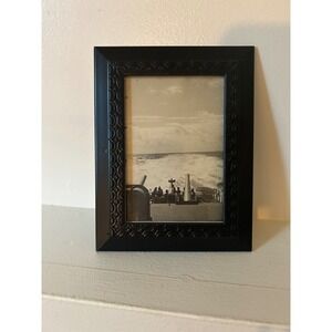 Vintage Naval Ship Deck Photo Black Ornate Frame Military History Decor